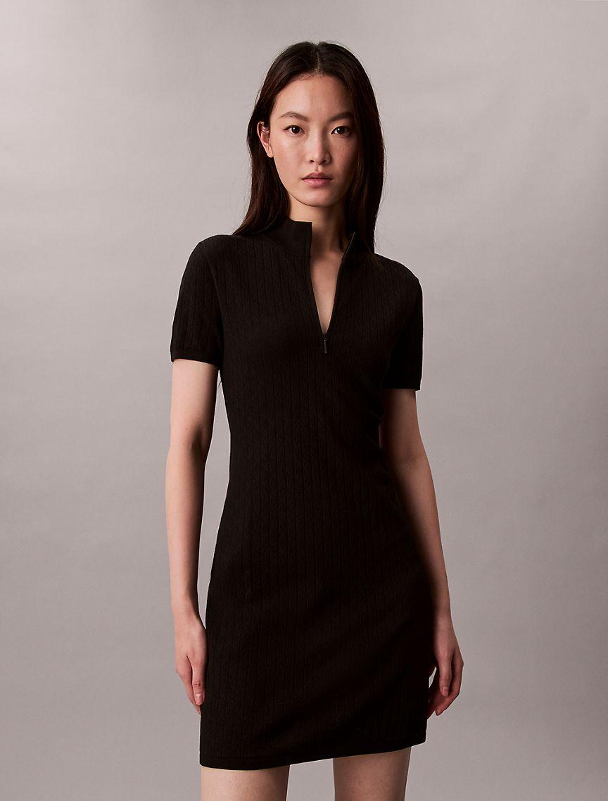 Tech Knit 1/4 Zip Mini Sweater Dress Product Image