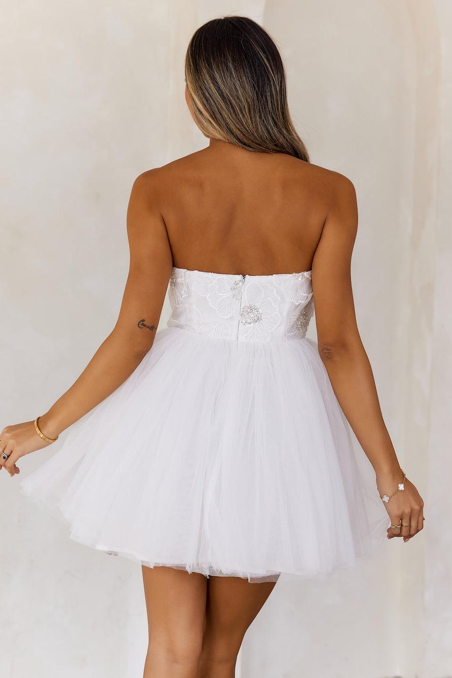 Princess Luxe Tulle Strapless Mini Dress White Product Image