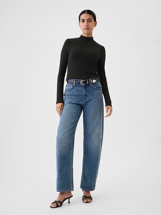 Modern Rib Mockneck Crop Shirt Product Image