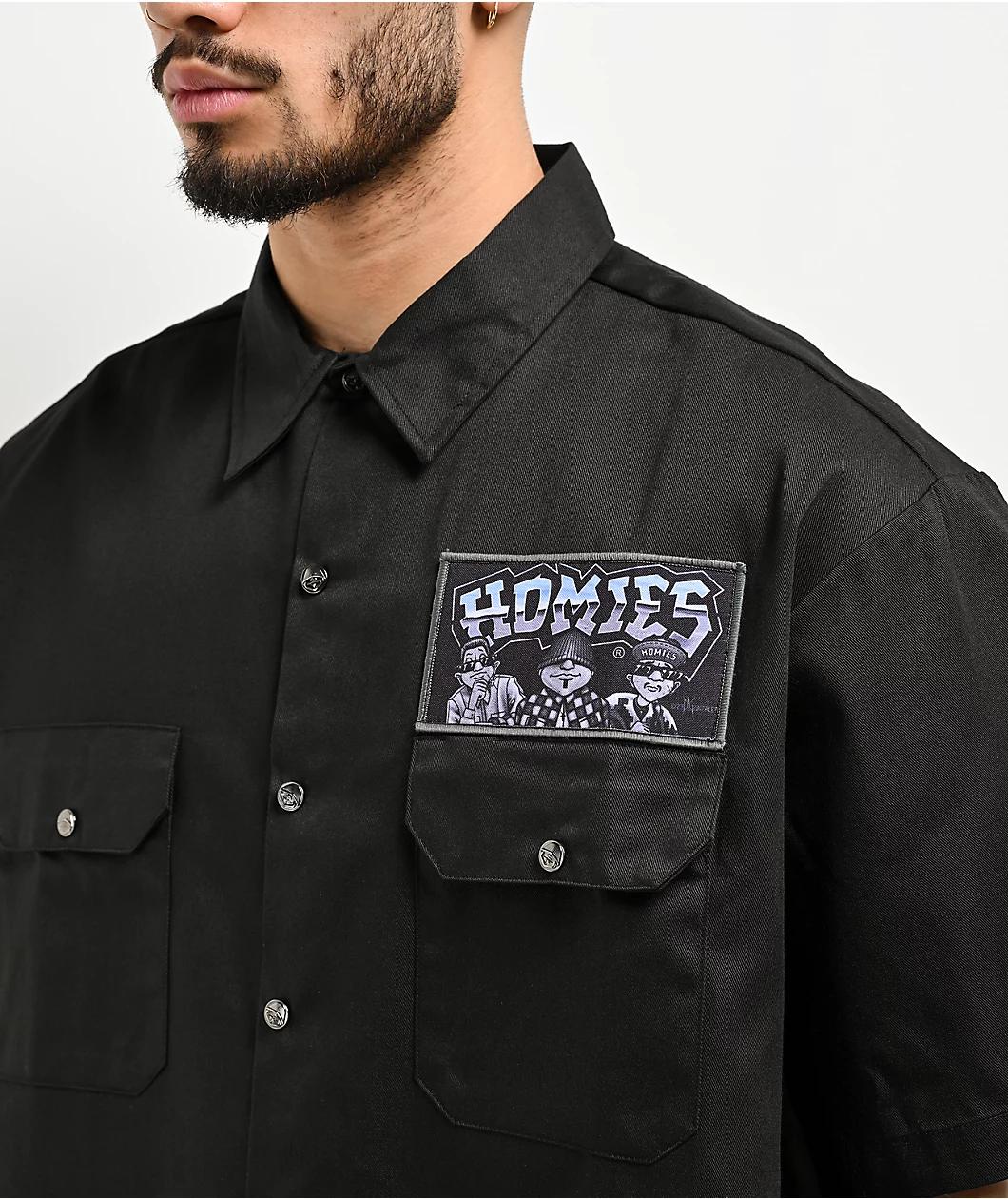 DGA Homies Wanna Take You Higher Black Button Up Short Sleeve Shirt Product Image