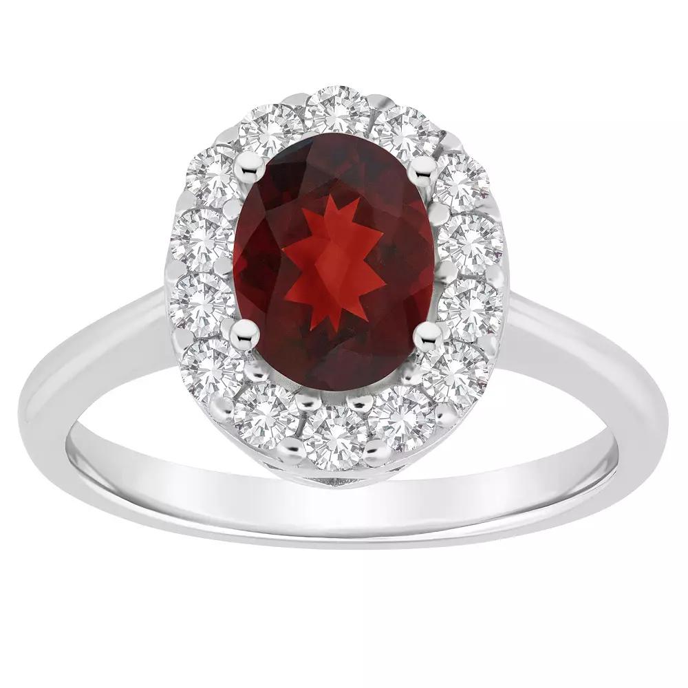 Celebration Gems Sterling Silver Gemstone Halo Ring, Women's,  Product Image