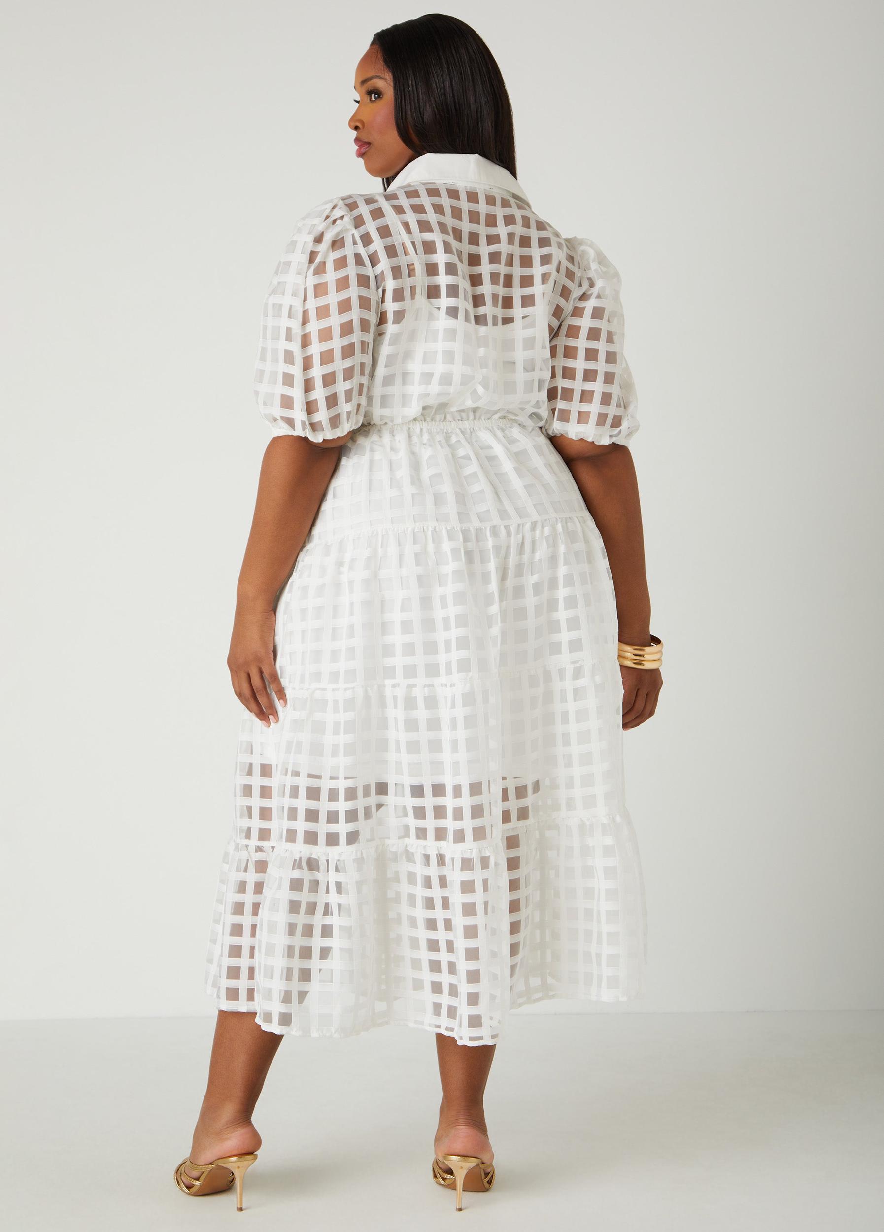Windowpane Flounced A Line Dress Product Image