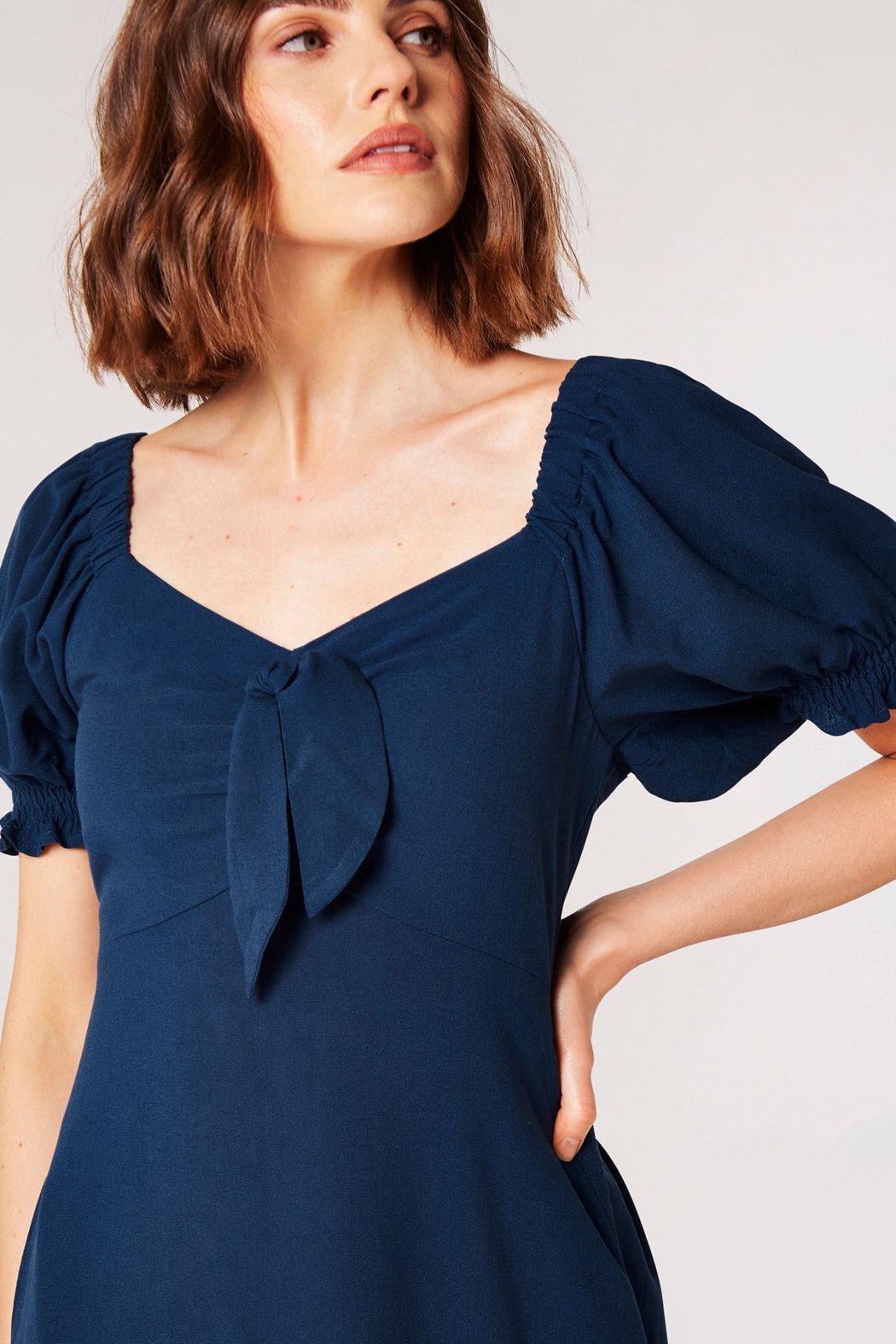 Tie Detail Milkmaid Midi Dress Product Image