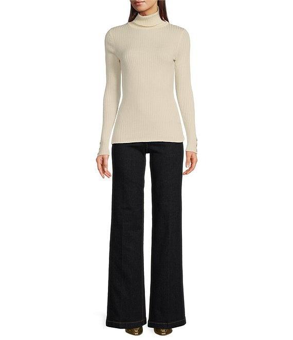 J.McLaughlin Arlette Solid Ribbed Knit Long Sleeve Turtleneck Sweater Product Image