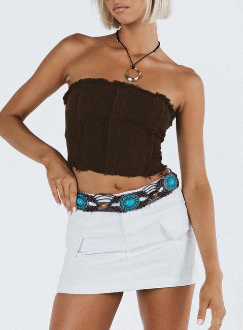 Zakai Cargo Denim Mini Skirt White Product Image