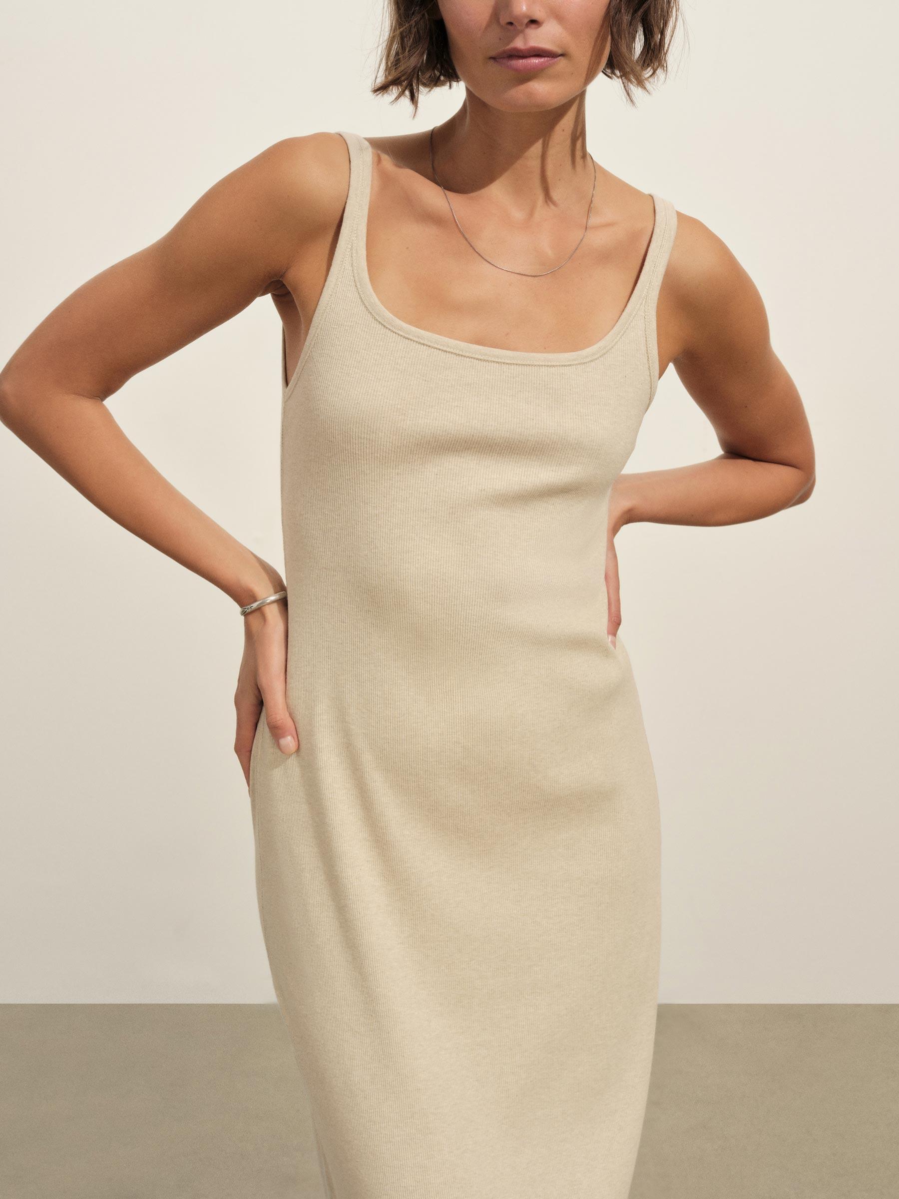 Marled Birchwood Surplus Rib Scoop Tank Dress Product Image
