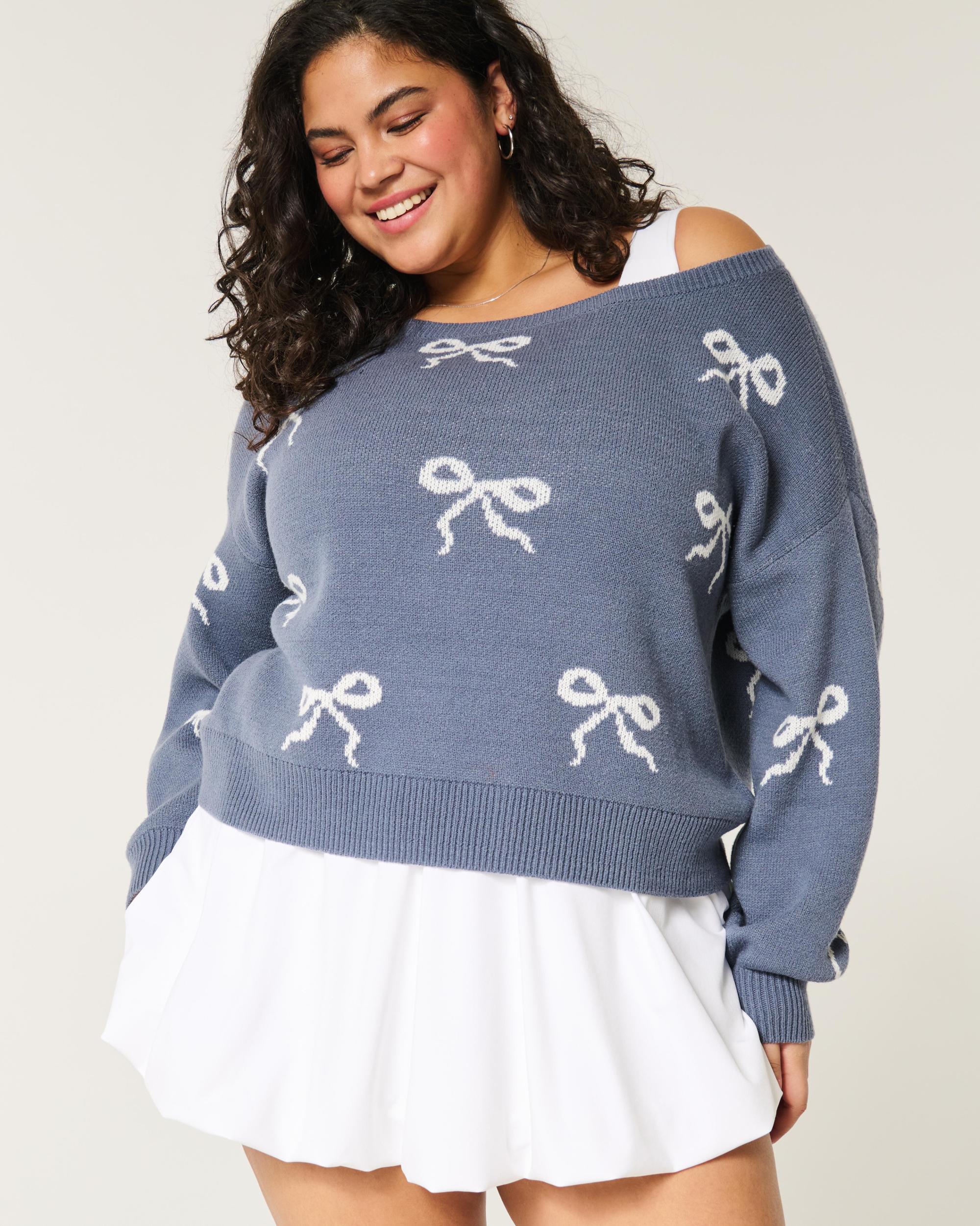 Easy Bow Graphic Off-the-Shoulder Sweater Product Image