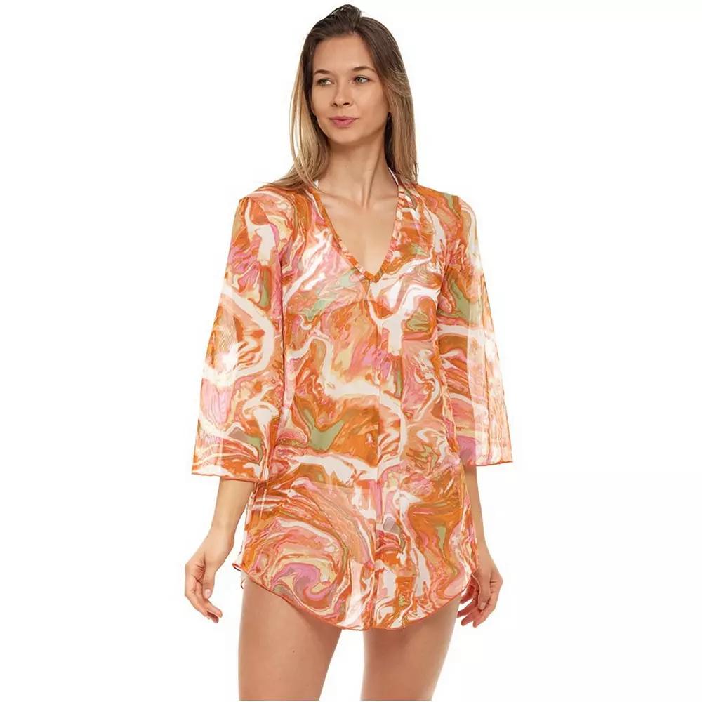 Women's Jordan Taylor Printed Mesh Tunic Swim Cover-Up,  Product Image