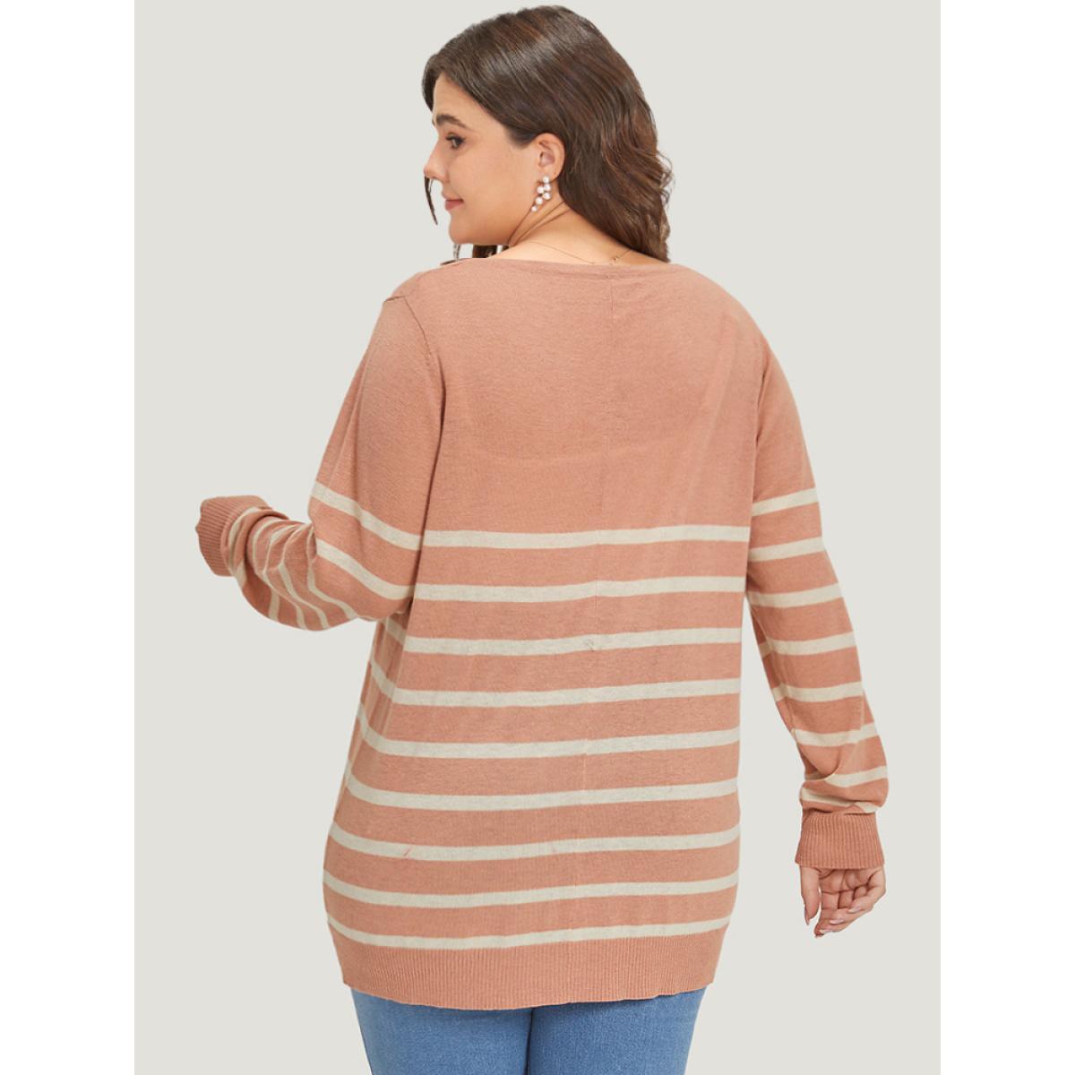 Plus Size Supersoft Essentials Striped Pocket Button Through Cardigan Crepe Women Leisure Loose Long Sleeve Casual Cardigans BloomChic 22-24/3X Product Image