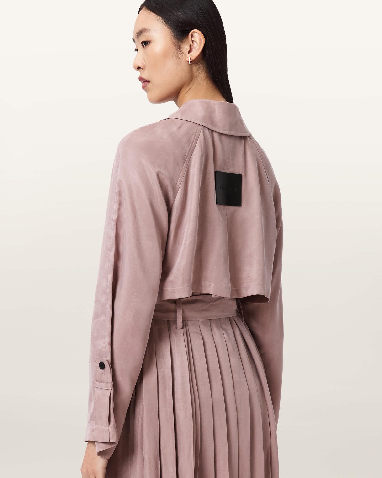Lizie Double Breasted Trench Coat SHADOW PINK | ALLSAINTS US Product Image
