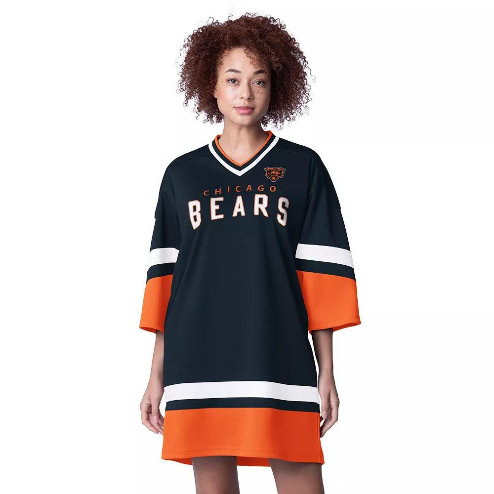 Women's Starter Navy Chicago Bears Slap Shot 3/4 Sleeve Sneaker Dress, Size: Small, Blue Product Image