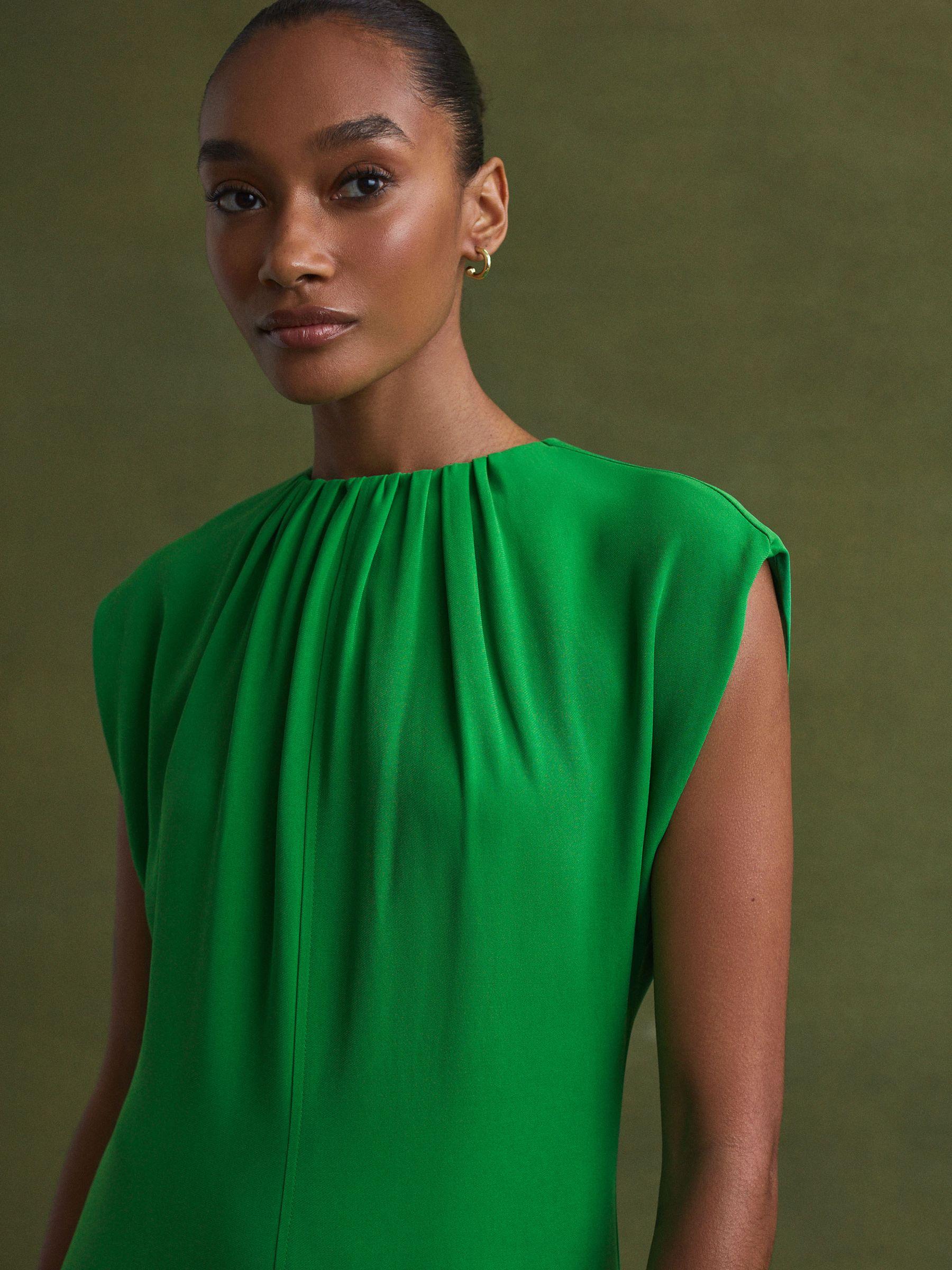 Florere Tie Neck Midi Dress in Bright Green Product Image