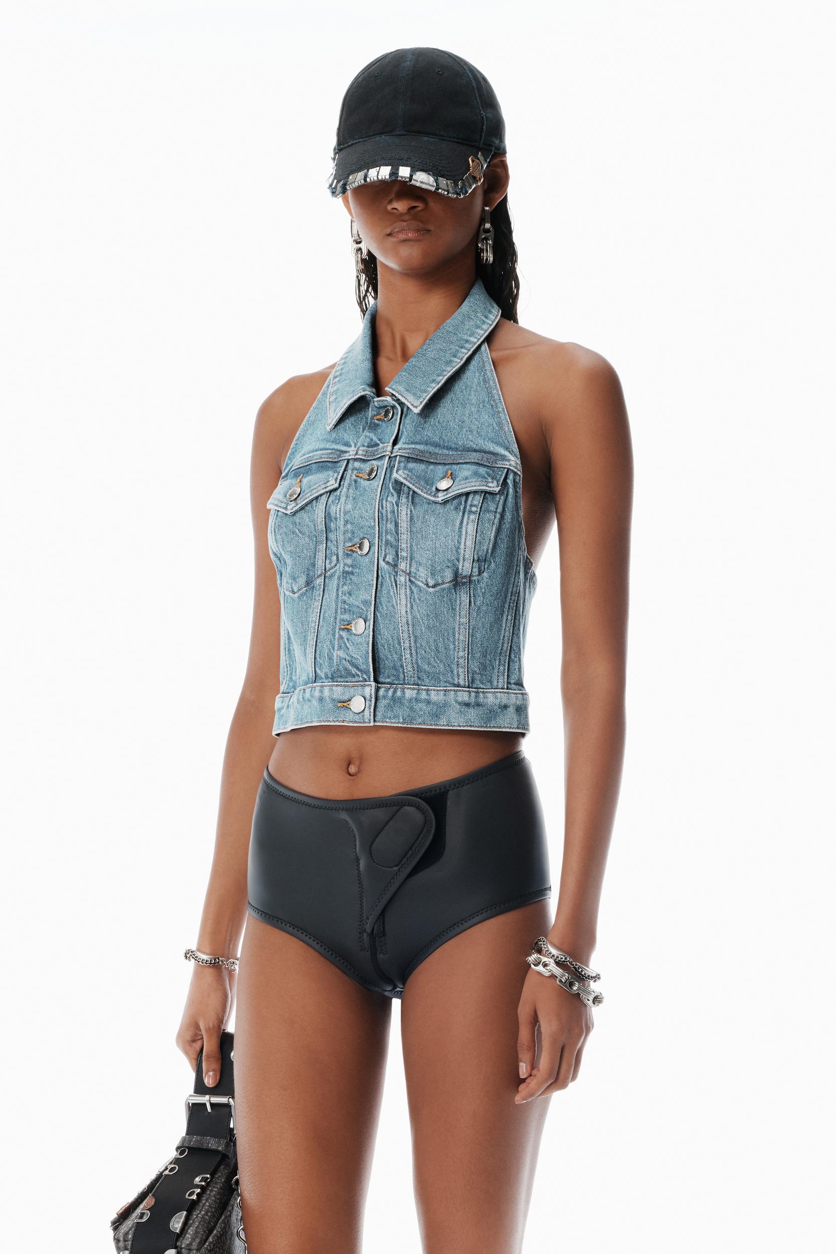 Bleach Blue Denim Halter Top Product Image