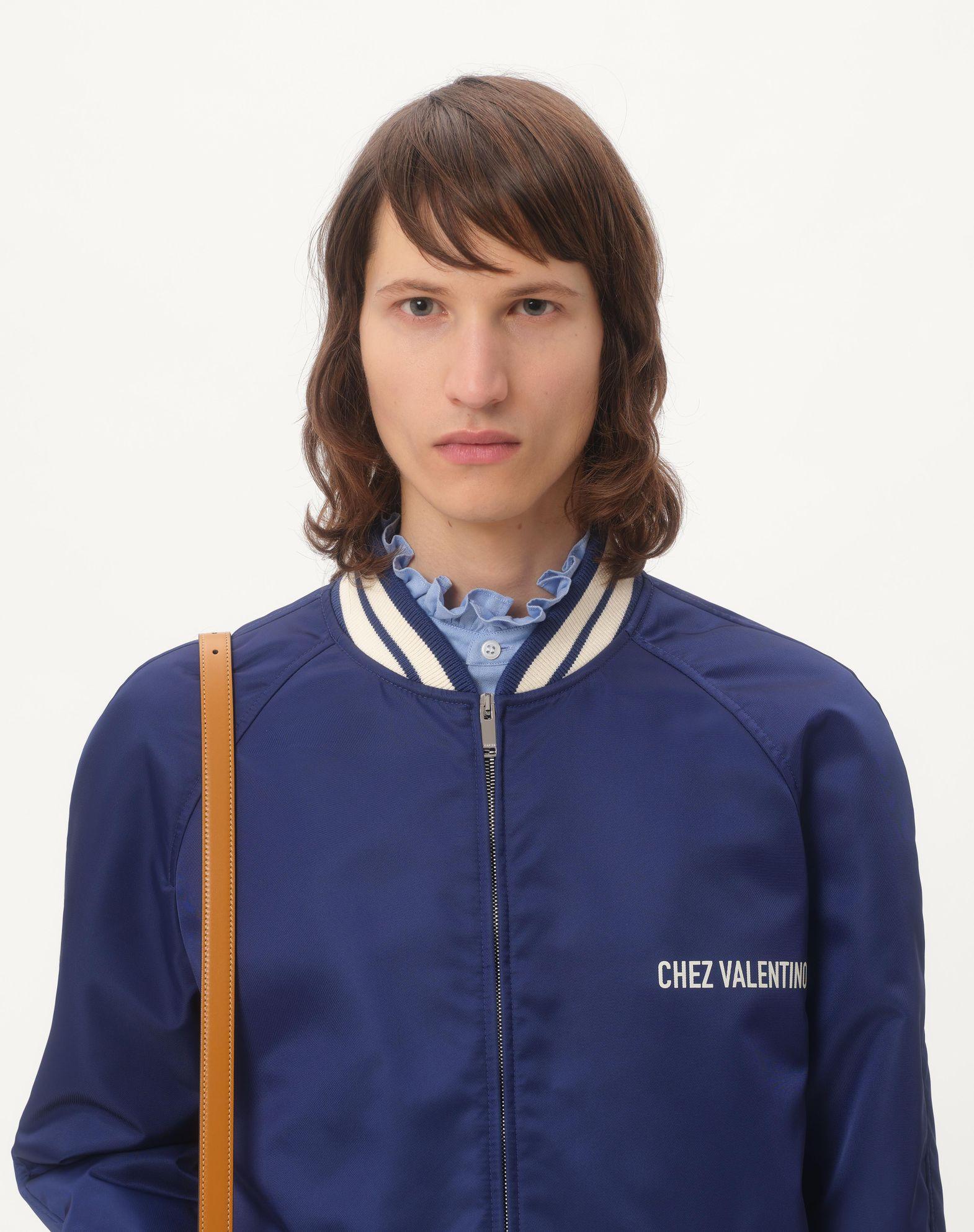 Nylon Bomber Jacket With Chez Valentino Print Product Image