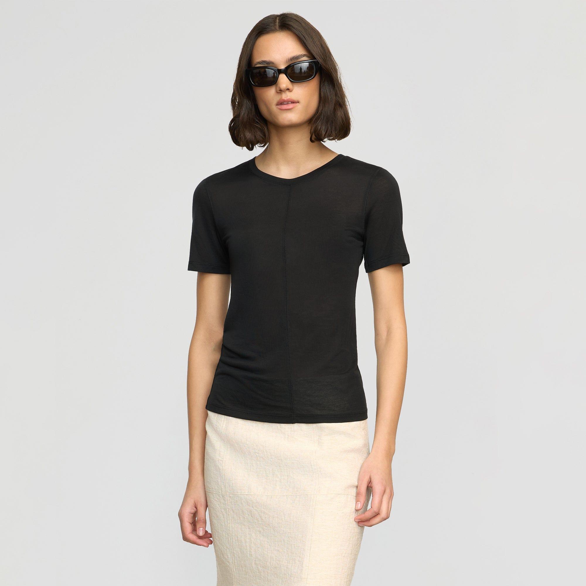 Thea Semi-Sheer Tencel Crew-Neck Tee Product Image
