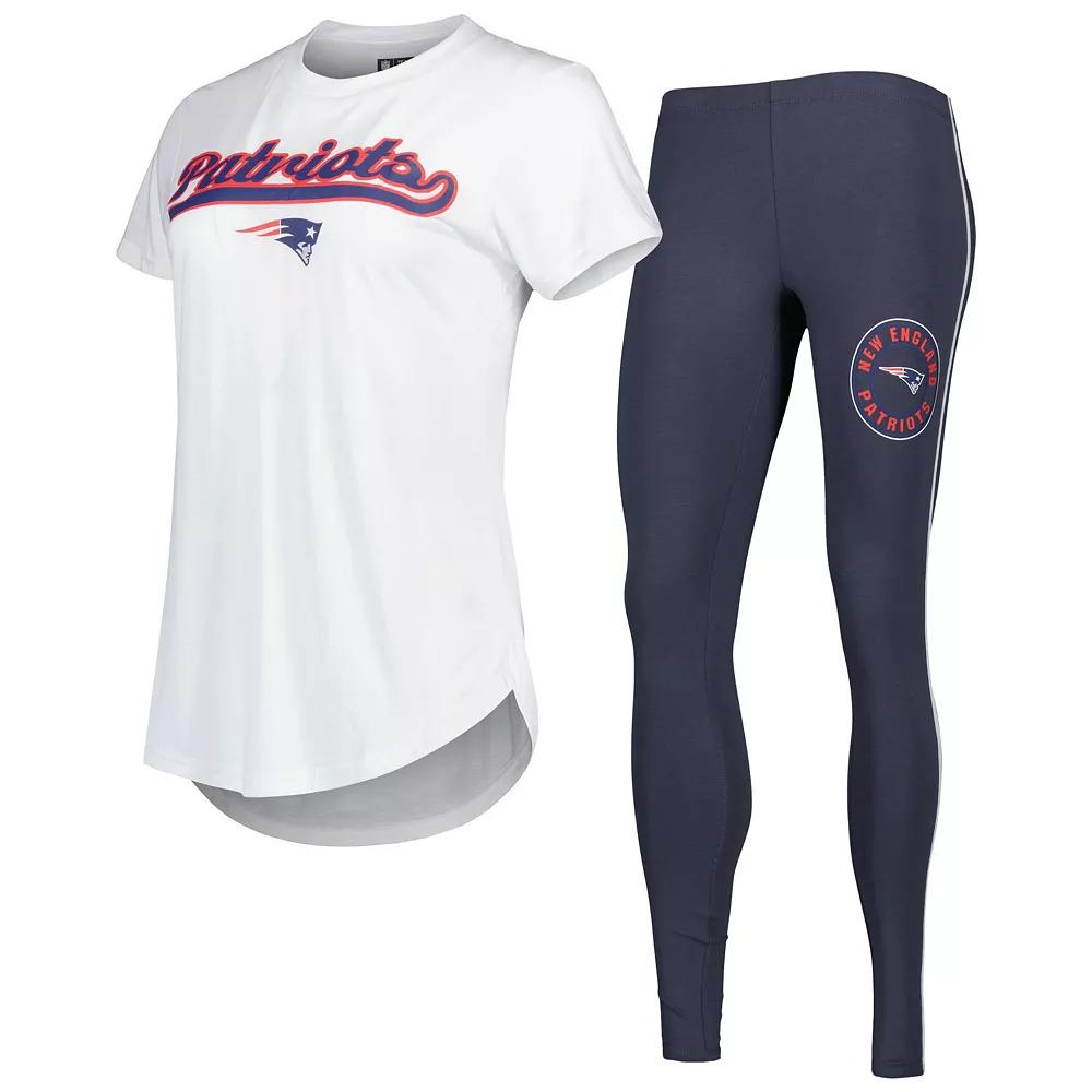 Women's Concepts Sport White/Charcoal New England Patriots Sonata T-Shirt & Leggings Sleep Set,  Product Image