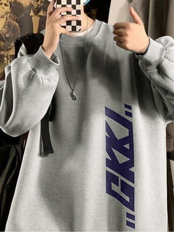 Men's Letter Graphic Fleece Lined Sweatshirt Product Image