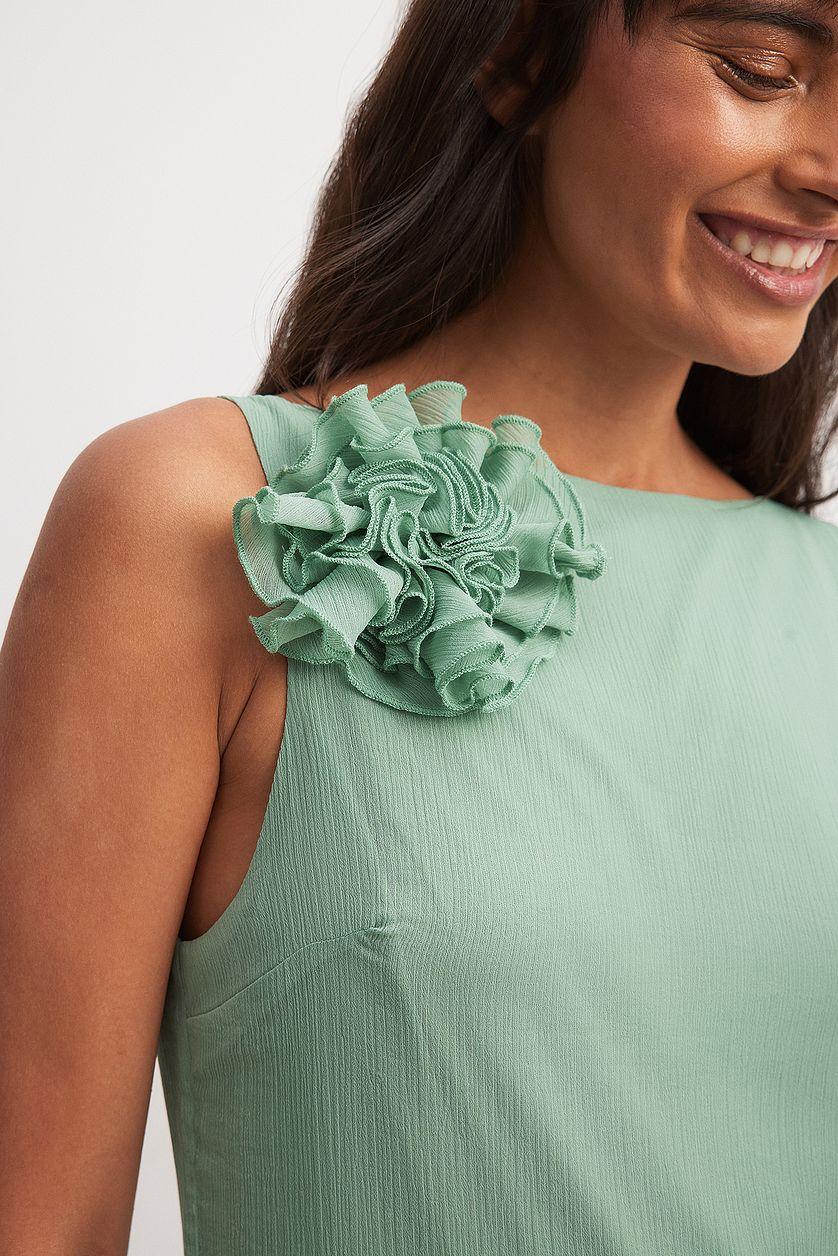 Chiffon Ruffle Detail Asymmetric Midi Dress Product Image