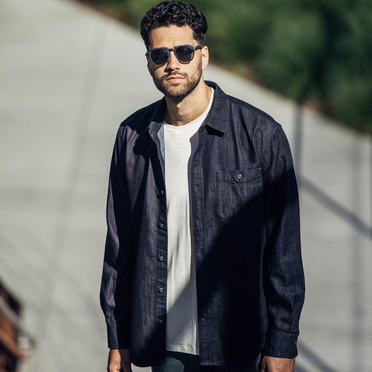 Merino Wool Button-Down Shirt | Dark Indigo Product Image