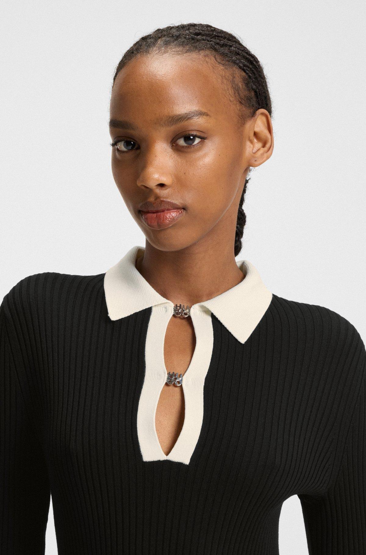 Knitted tube dress with stacked-logo keyhole placket Product Image