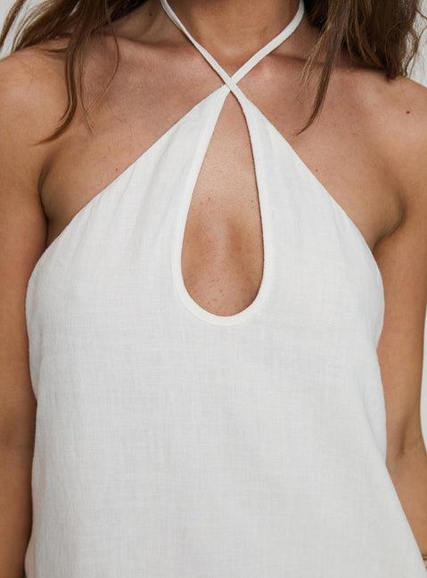 Thomasina Linen Halter Dress White Product Image