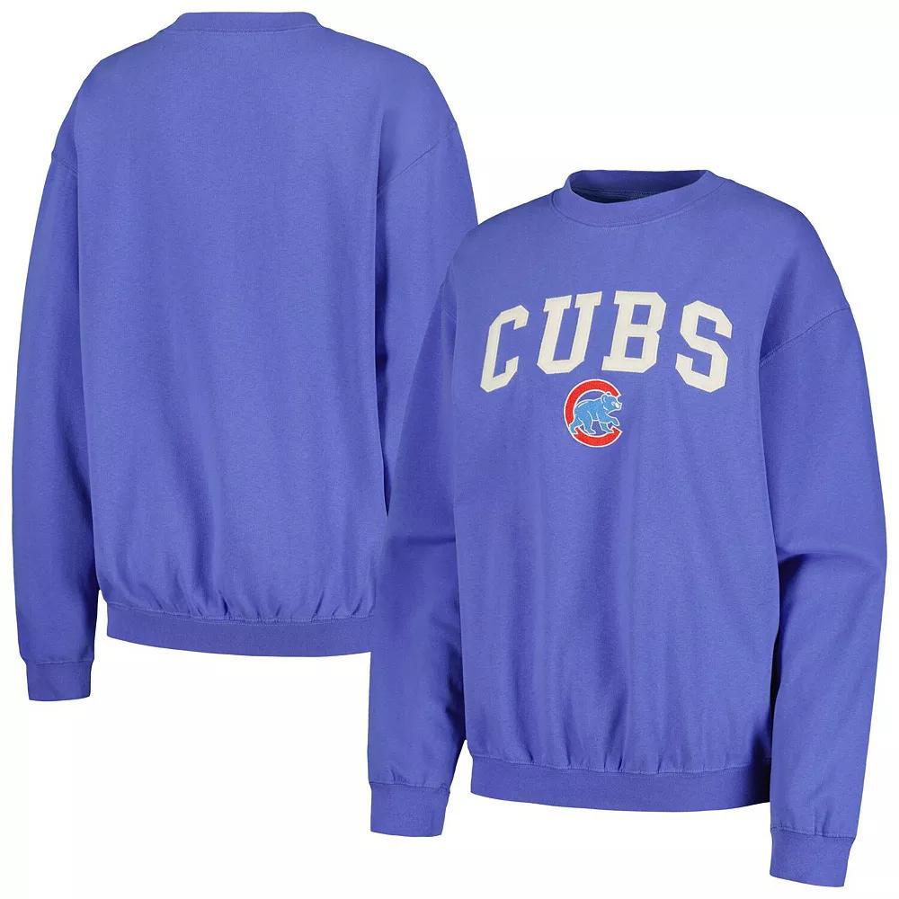 Women's Soft as a Grape Royal Chicago Cubs Pigment Dye Pullover Sweatshirt, Size: Small, Blue Product Image