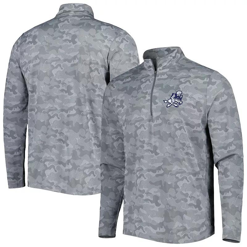 Men's Antigua Gray Dallas Cowboys Brigade Throwback Quarter-Zip Top,  Product Image
