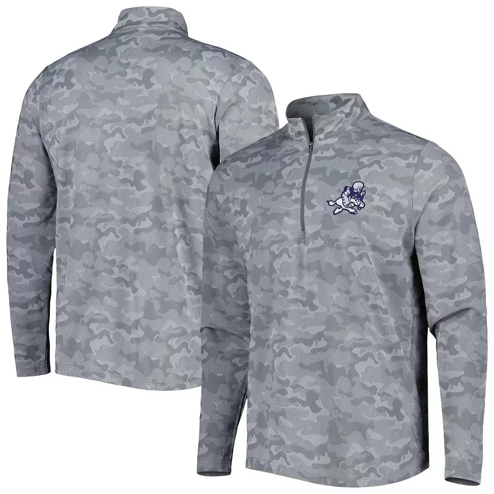 Men's Antigua Gray Dallas Cowboys Brigade Throwback Quarter-Zip Top,  Product Image