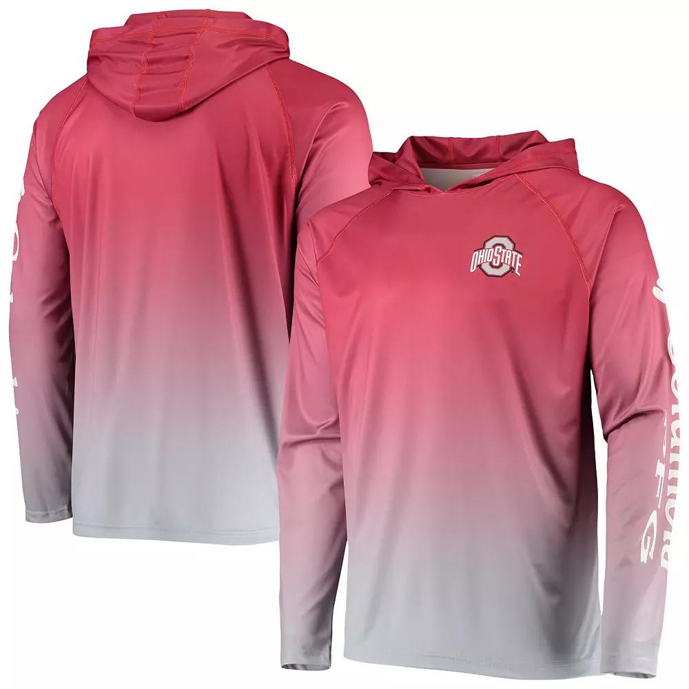 Men's Columbia PFG Scarlet Ohio State Buckeyes Terminal Tackle Omni-Shade UPF 50 Long Sleeve Hooded Top,  Product Image