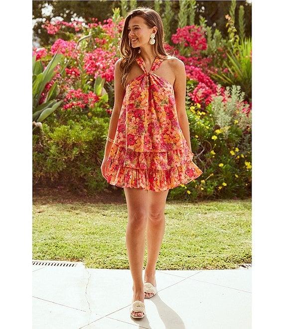 Skies Are Blue Coordinating Floral Print High Waisted Tiered Mini Skirt Product Image