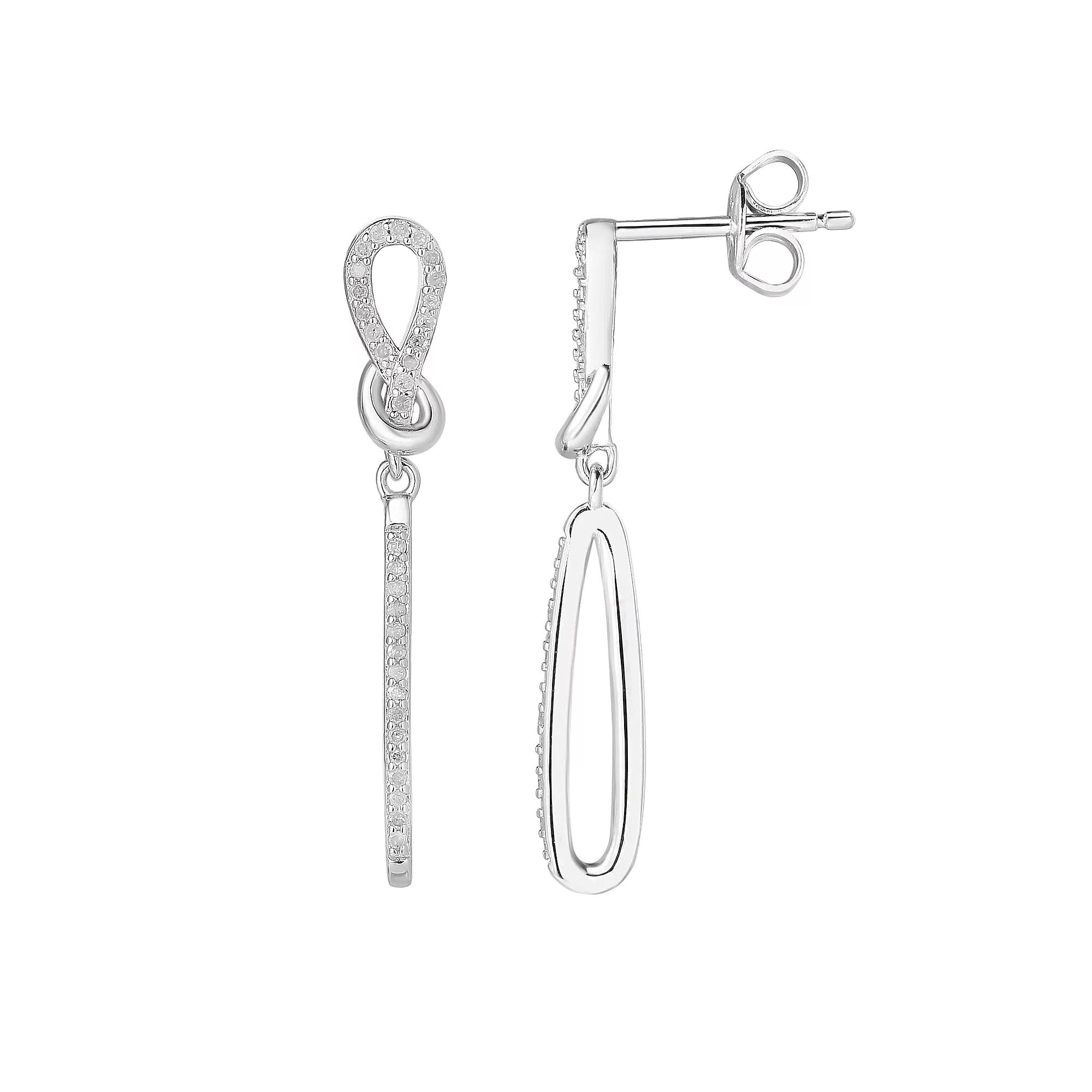 Sterling Silver 1/5 Carat T.W. Diamond Drop Earrings, Women's Product Image