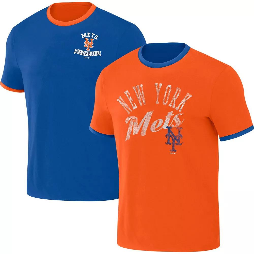Men's Darius Rucker Collection by Fanatics Royal/Orange New York Mets Two-Way Ringer Reversible T-Shirt, Size: Medium, Blue Product Image