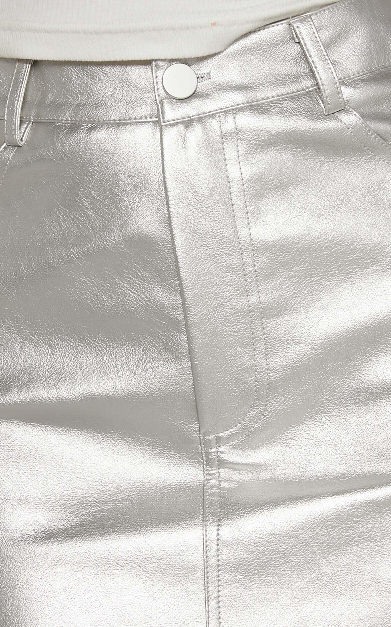 Cooper Mini Skirt - Metallic High Waisted in Silver Product Image