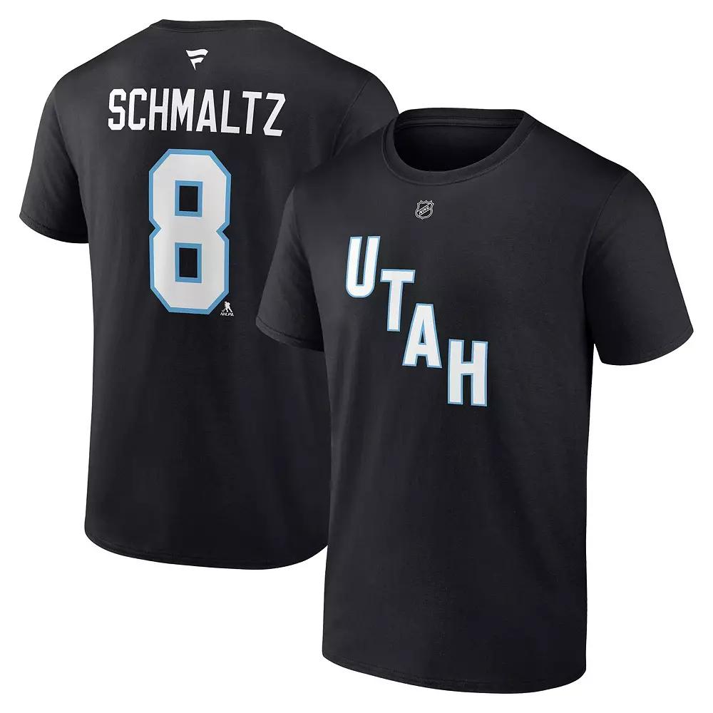Men's Fanatics Nick Schmaltz Black Utah Hockey Club Authentic Stack Name & Number T-Shirt,  Product Image