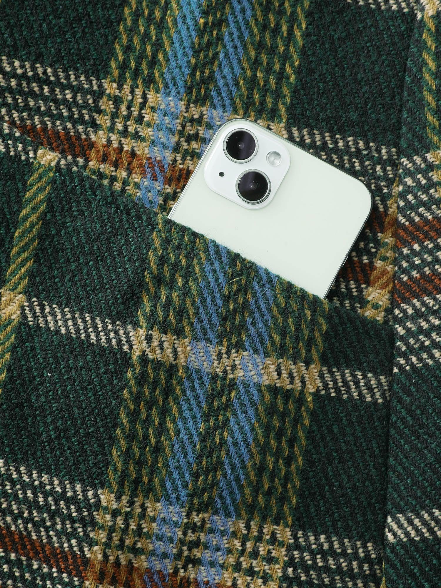 Plaid Pattern Slant Pockets Knee Dress Female Product Image