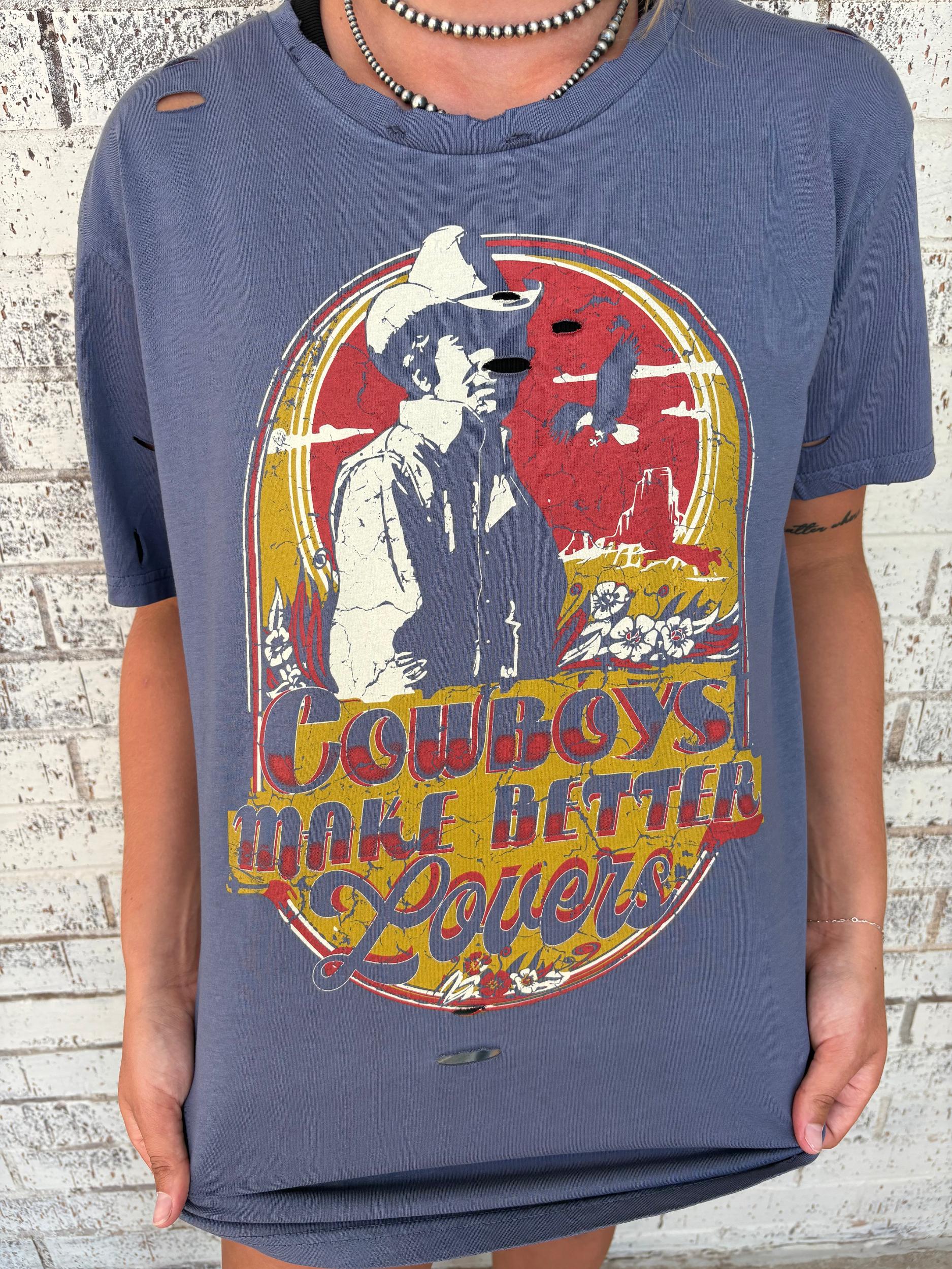 Cowboys Make Better Lovers Navy Holy Tee Product Image