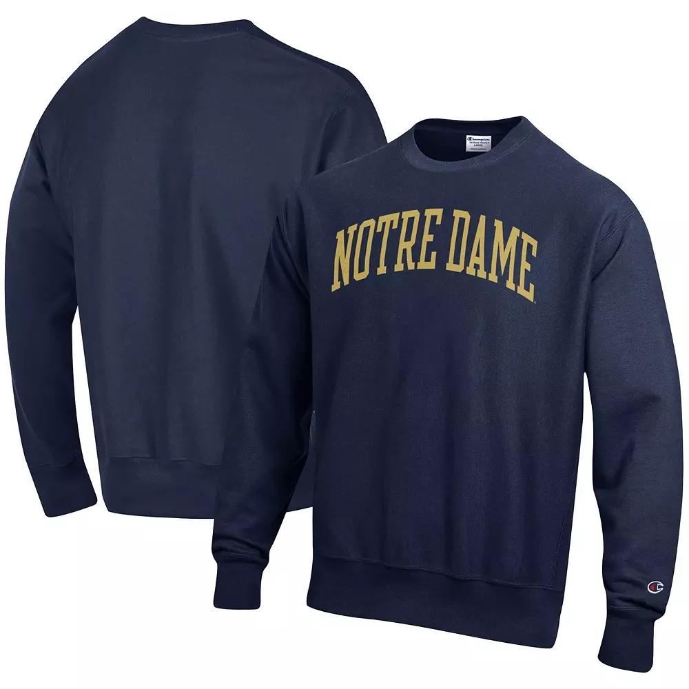 Men's Champion Navy Notre Dame Fighting Irish Arch Reverse Weave Pullover Sweatshirt,  Product Image