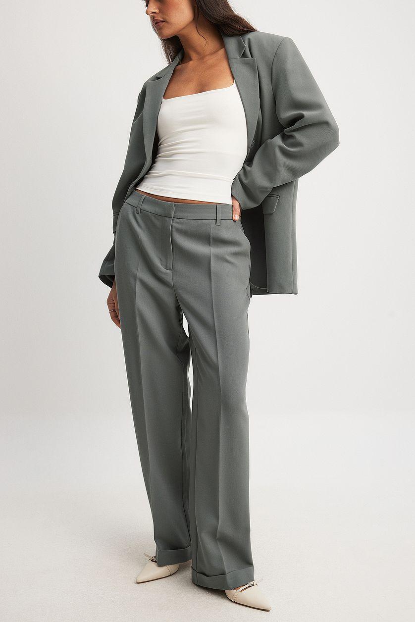 Tailored Mid Waist Suit Pants Product Image