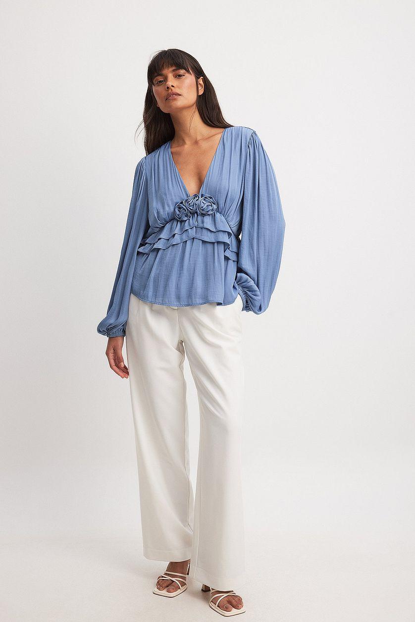 Balloon Sleeve Frill Detail Blouse Product Image