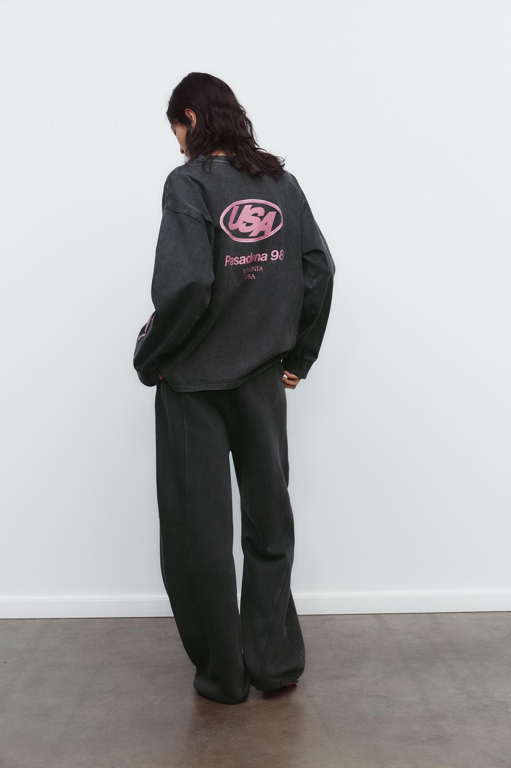 WASHED EFFECT T-SHIRT WITH SLOGAN Product Image