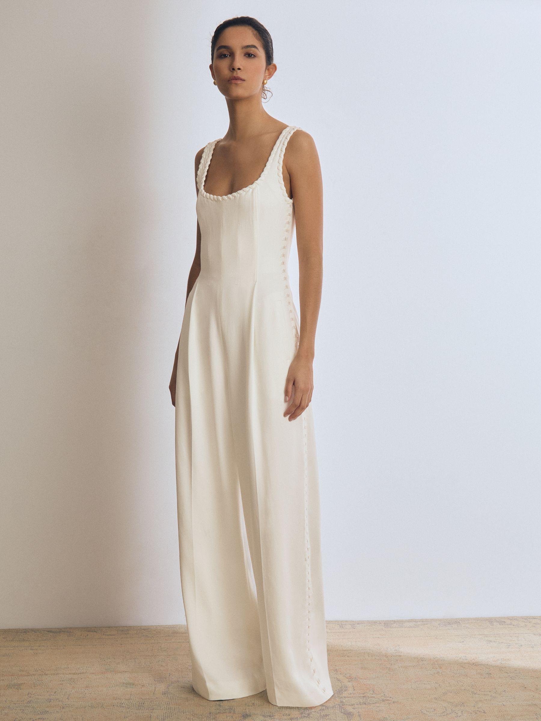 Atelier Whipstitch Wide-Leg Jumpsuit in White Product Image