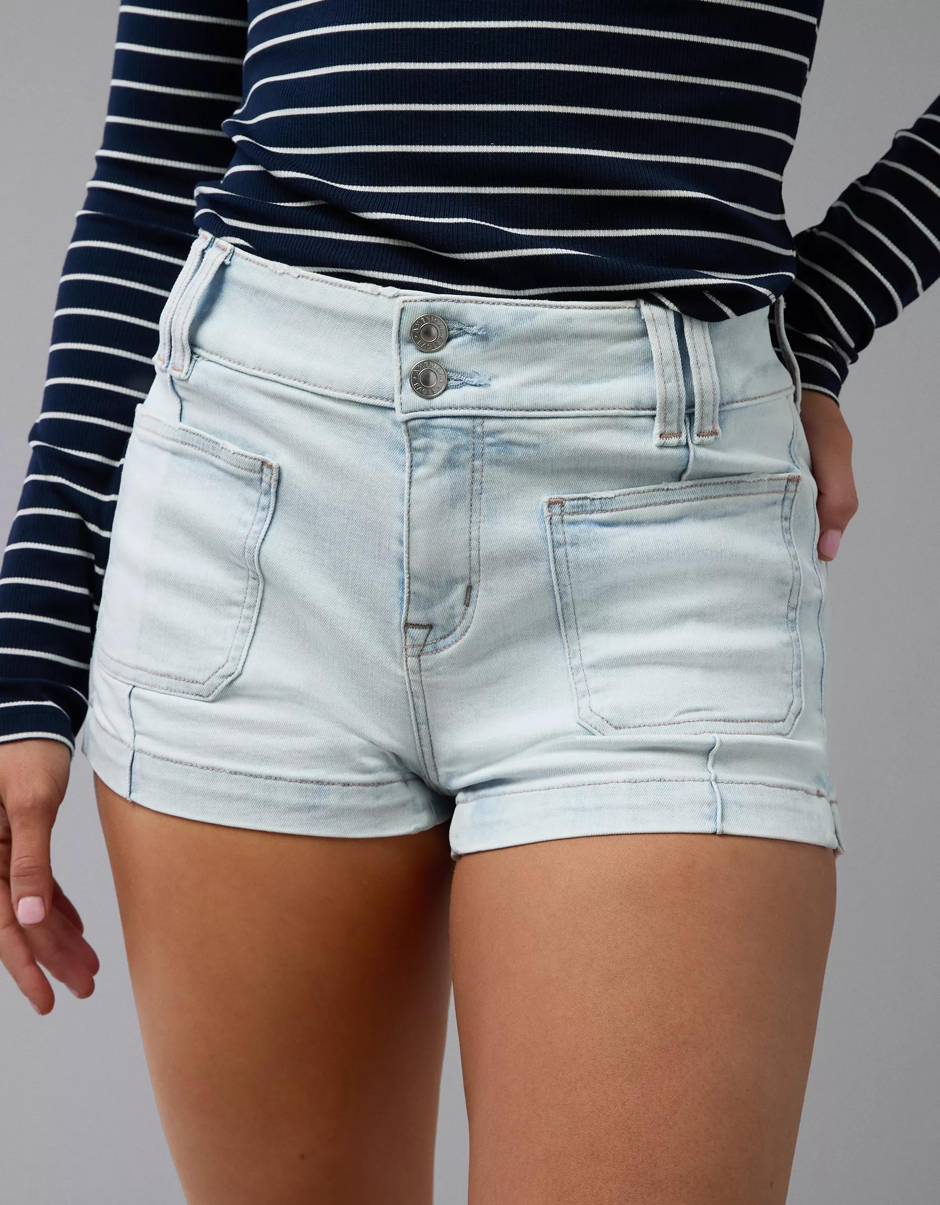 AE Next Level Ripped High-Waisted Denim Short Short Product Image