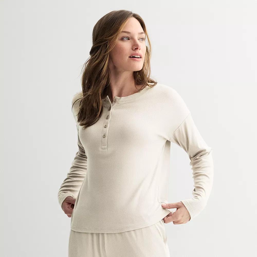 Women's Sonoma Goods For Life® Ribbed Long Sleeve Pajama Top,  Product Image