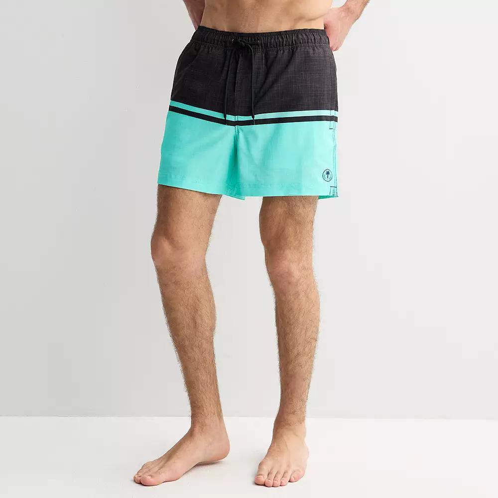 Men's Trinity Coast 5" Colorblock Swim Trunks, Size: Large 5 INCH, Aruba Blue Product Image