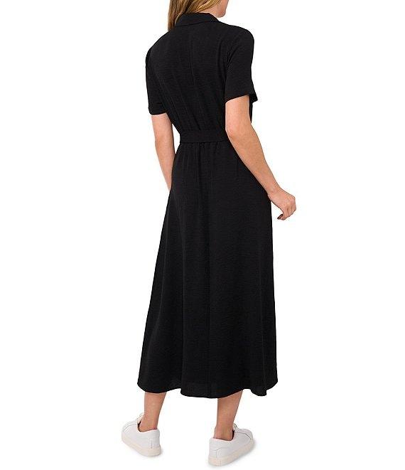 CeCe Button Front Short Sleeve Midi Dress Product Image