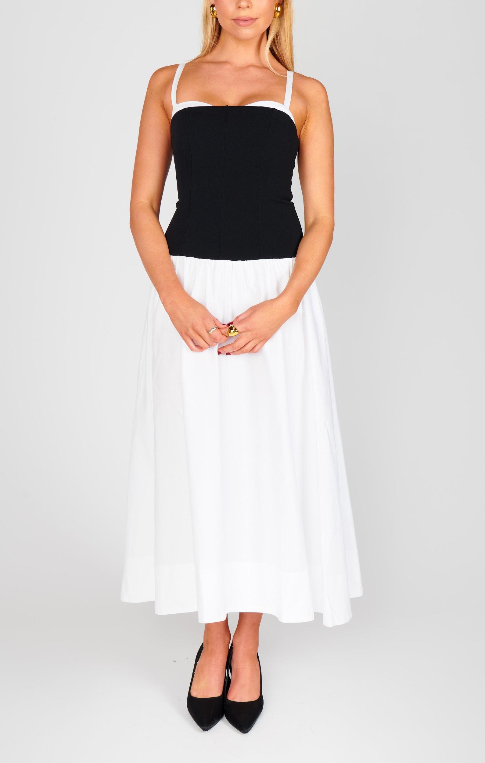 Hepburn Midi Dress ~ Black and White Product Image