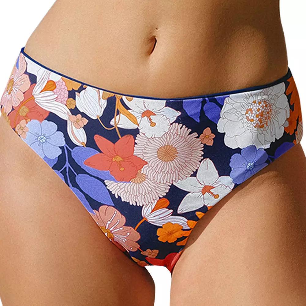 Women's Cupshe Sun Blooming Floral Reversible Bikini Bottoms, Size: Medium, Blue Geo Floral Product Image