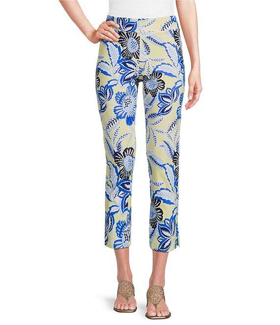 Jude Connally Lucia Blooming Botanics Print Jude Cloth Stretch Knit Wrinkle Free Pull-On Coordinating Cropped Pants Product Image