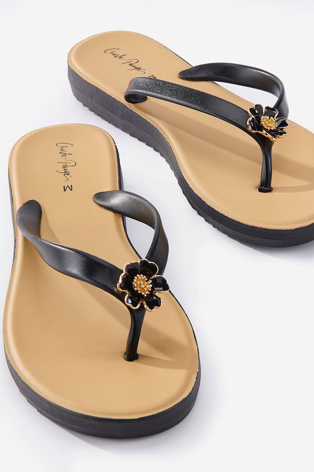 Flower Embellishment Flip Flop Product Image