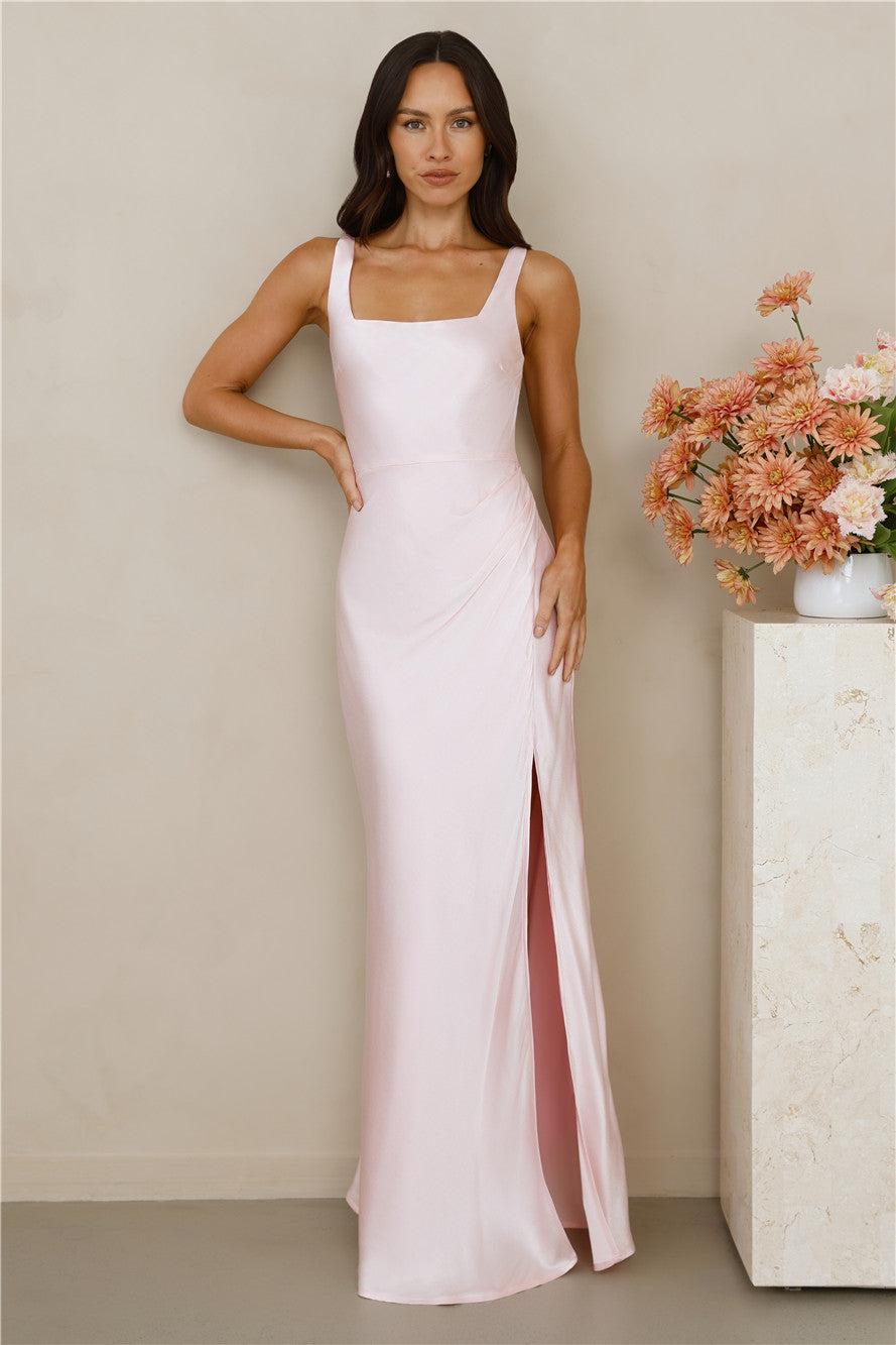 The Evelina Satin Maxi Dress Pink Product Image
